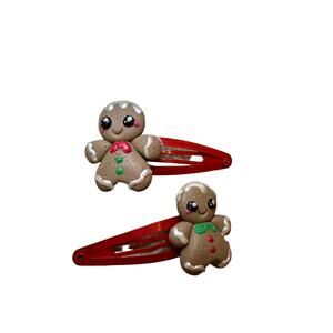 Handmade Gingerbread man hair clips